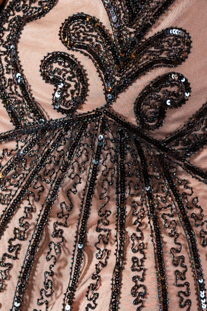 1920's Allegra Flapper Dress in Beige