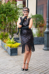 Charlize Gatsby Dress - Black