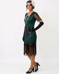 1920s Evelyn Flapper Dress - Green