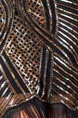 1920's Nicholette Flapper Dress in Black & Gold