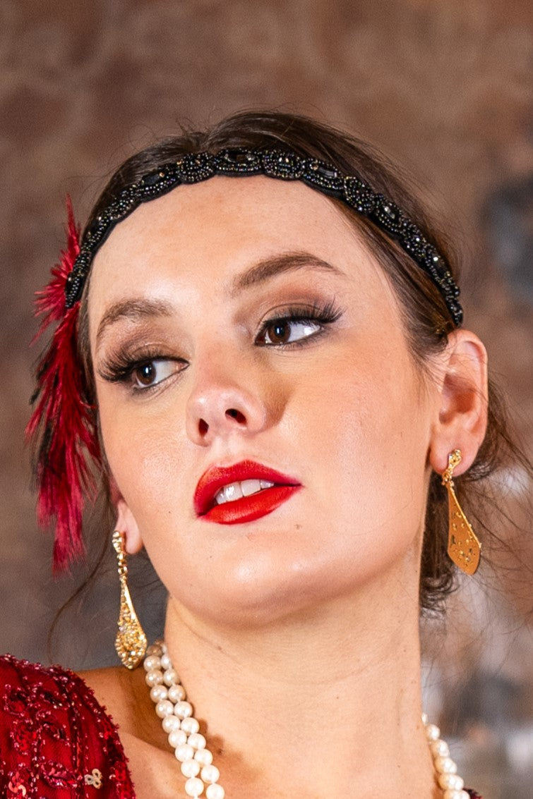 Red Deco Feather Headband