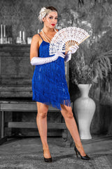 Blue Fringe Flapper Dress
