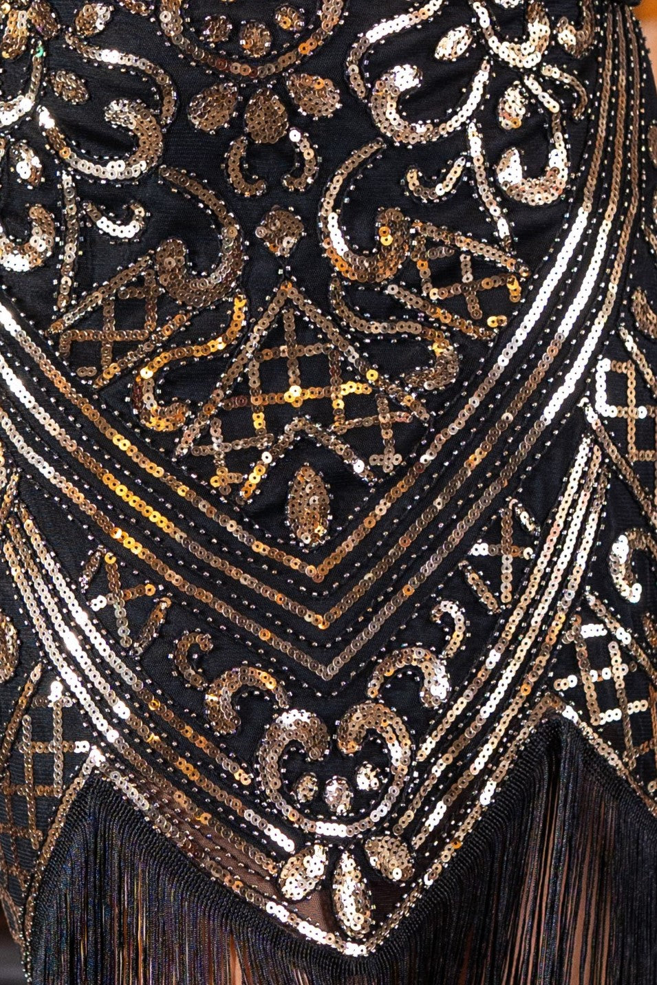 Plus Size Flapper Dress in Black & Gold