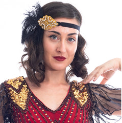 1920s Black Deco Flapper Headband