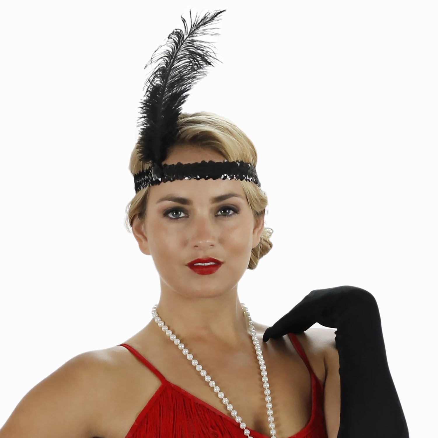 1920s Black Feather Flapper Headband