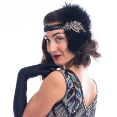 1920s Black & Gold Beaded Flapper Headband
