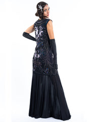 Long Black Gatsby Dress with sequins and beads