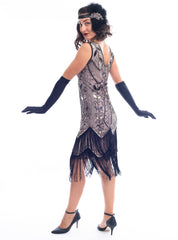 1920s Cashmere & Gold Beaded Grace Flapper Dress