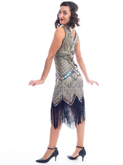1920s Vintage Gold Ella Flapper Dress with beads and sequins