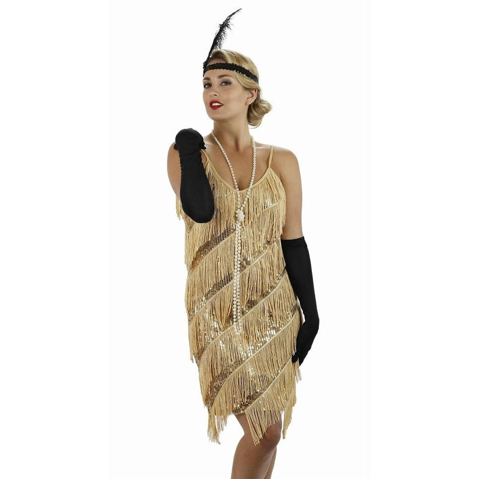 Gold Fringe Flapper Dress