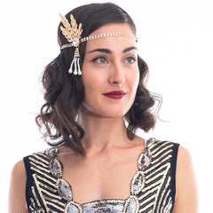 Gold Rhinestone & Pearl Gatsby Headpiece