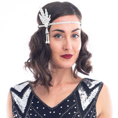 White Rhinestone & Pearl Gatsby Headpiece