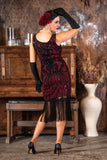 1920's Allegra Flapper Dress in Wine Red