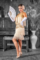 1920s Flapper Dress in Cream