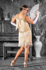 1920s Flapper Dress in Cream