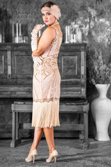 1920's Allegra Flapper Dress in Cream