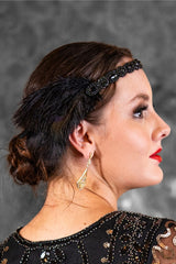 Black Deco Feather Headband