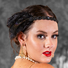 Black Deco Feather Headband