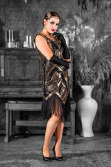 1920s Black & Gold Flapper Dress