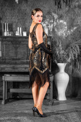 1920s Black & Gold Flapper Dress