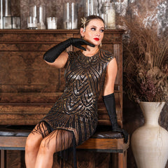 1920s Black & Gold Flapper Dress