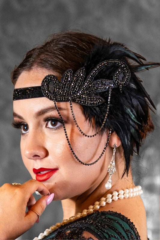 1920s Black Swirl Flapper Headpiece