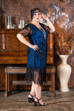 A Plus Size Blue Gatsby Dress - Side View