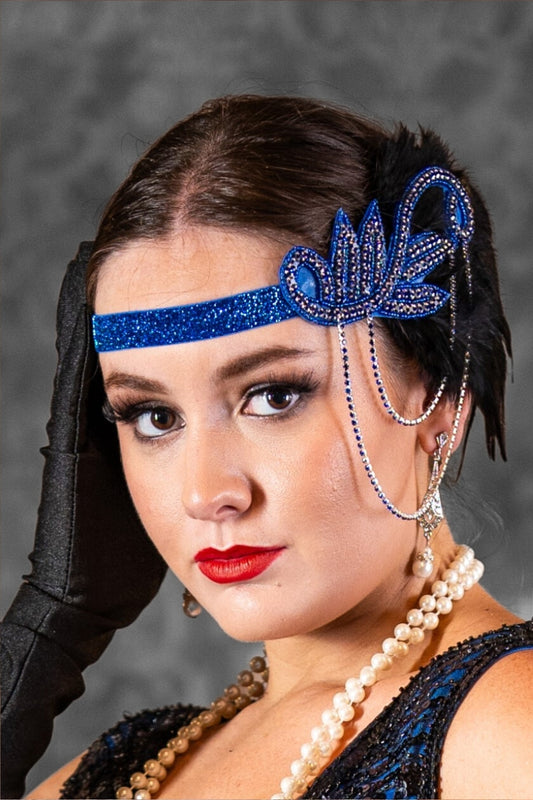 1920s Blue Swirl Flapper Headpiece