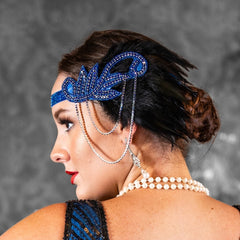 1920s Blue Swirl Flapper Headpiece