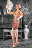 1920's Charlize Gatsby Dress in Rose Gold