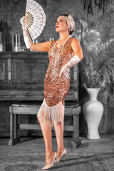 1920's Charlize Gatsby Dress in Rose Gold