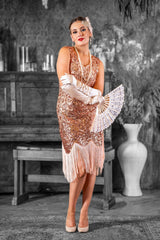 1920's Charlize Gatsby Dress in Rose Gold