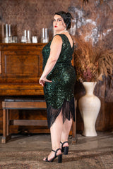 1920s Charlize Plus Size Gatsby Dress in Green