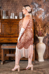 A Plus Size Gatsby Dress in Rose Gold