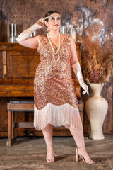 A Plus Size Gatsby Dress in Rose Gold