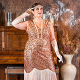 A Plus Size Gatsby Dress in Rose Gold