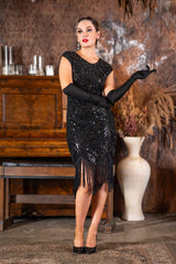 1920s Cleo Flapper Dress in Black