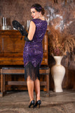 1920s Cleo Flapper Dress in Purple