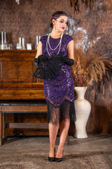 1920s Cleo Flapper Dress in Purple