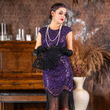 1920s Cleo Flapper Dress in Purple
