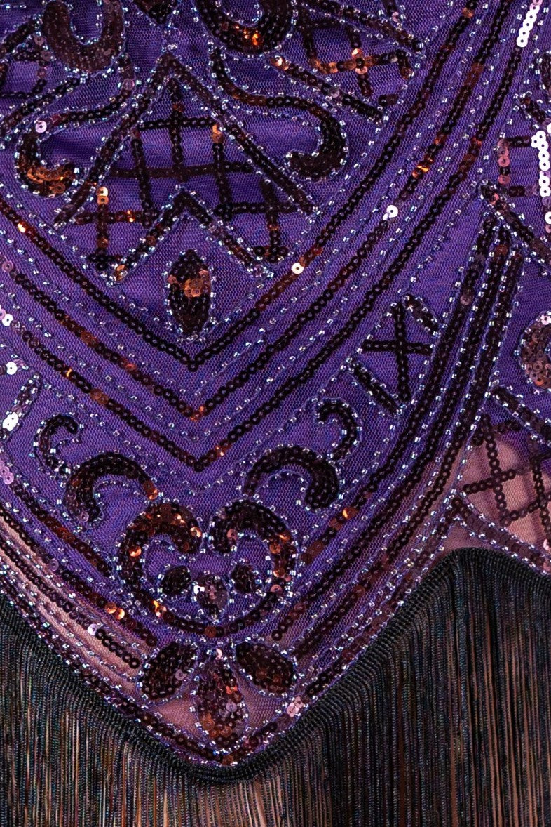 1920s Cleo Flapper Dress in Purple close