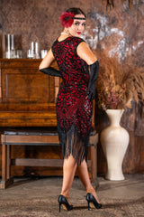 1920s Cleo Flapper Dress in Red