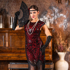 1920s Cleo Flapper Dress in Red