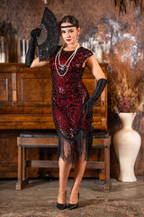 1920s Cleo Flapper Dress in Red