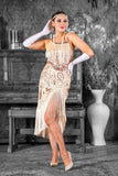 1920s Split Leg Gatsby Dress in Cream