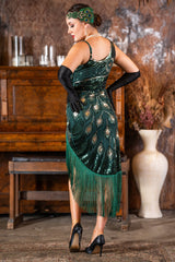 1920s Split Leg Gatsby Dress in Green