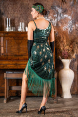 1920s Split Leg Gatsby Dress in Green