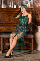 1920s Split Leg Gatsby Dress in Green