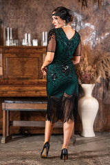 1920s Green Flapper Dress with Sleeves