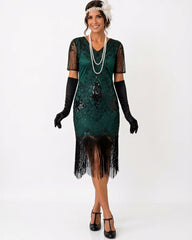 1920s Evelyn Flapper Dress - Green
